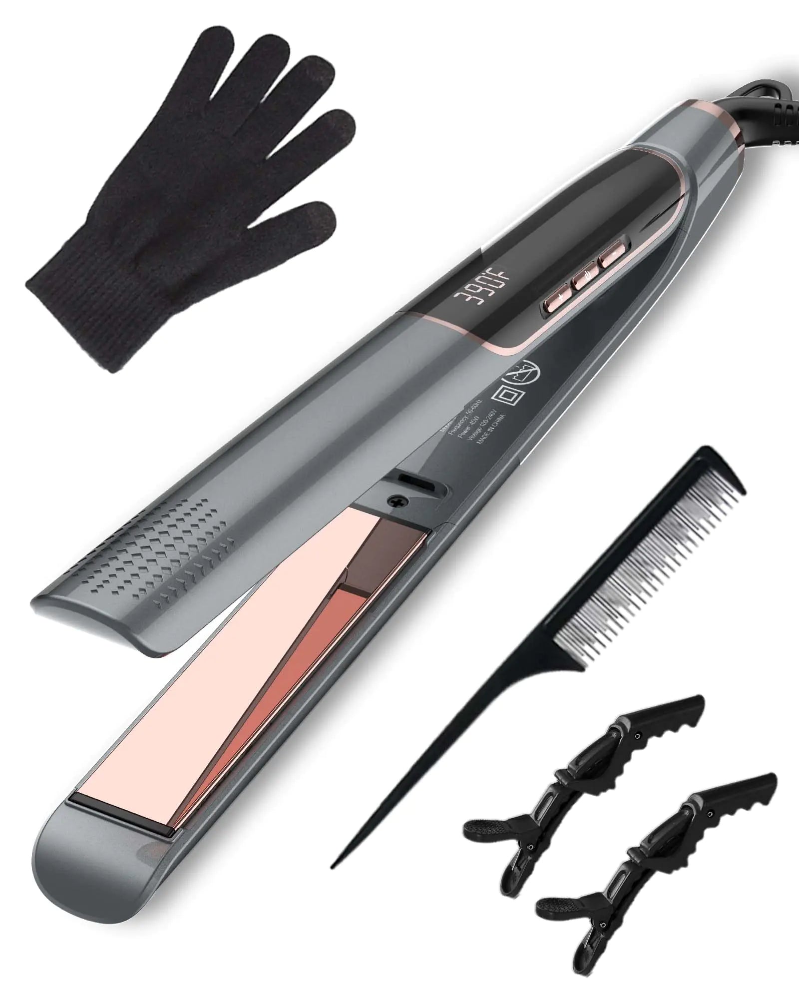 ANWA Titanium 1 Inch Flat Iron Hair Straightener 2 in 1 Hair Straightener and Curler with 3D Floating Plates Professional Hair straightening Iron with Negative Ion Double Voltage