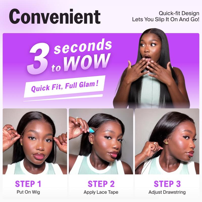 [HOT] Megalook 13x6 Glueless Lace Frontal Wig Pre-Everything Ear To Ear Natural Hairline HD Lace Skin Melted Silky Straight Human Hair Wigs With Drawstring