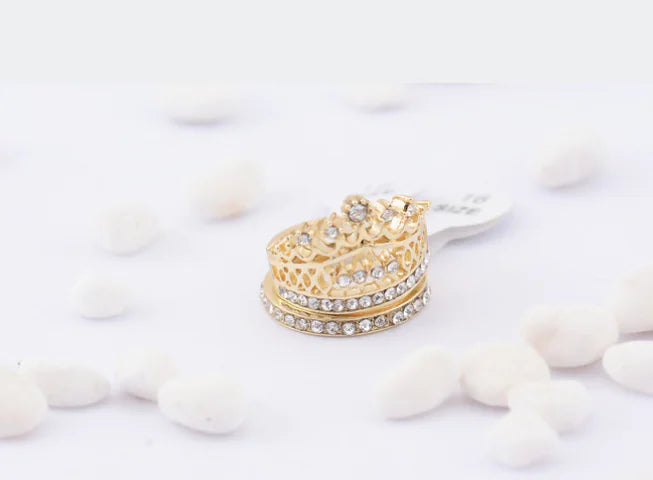Zircon Crown Ring Set - Two Piece Ring Set