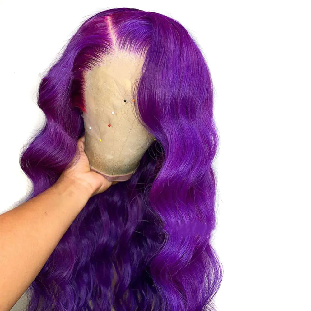 Purple Wavy Lace Front Synthetic Wig (One Piece)