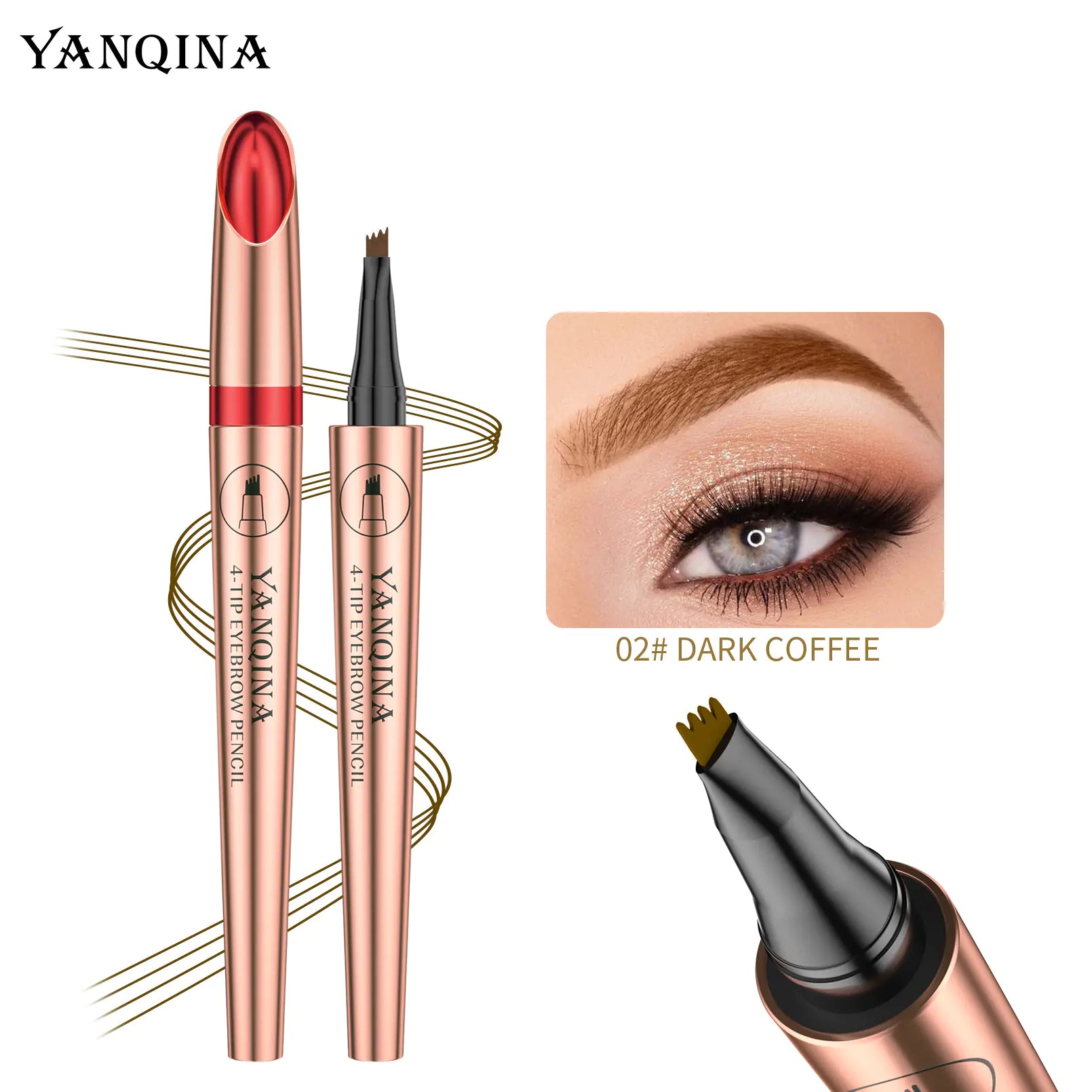 2023 Waterproof Four-Head Liquid Eyebrow Pencil