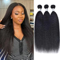 12A Kinky Straight Human Hair Bundles Yaki Straight Bundles Human Hair 3 Bundles 16 18 20 Inch 100% Virgin Human Hair Extension for Women