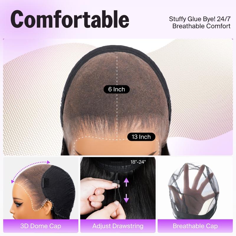 [HOT] Megalook 13x6 Glueless Lace Frontal Wig Pre-Everything Ear To Ear Natural Hairline HD Lace Skin Melted Silky Straight Human Hair Wigs With Drawstring