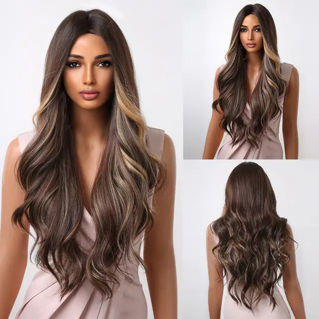 Long Wavy Blue Ombre Cosplay Wig for Women