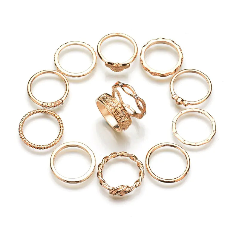 12-Piece Ring Set with Stacking and Midi Rings