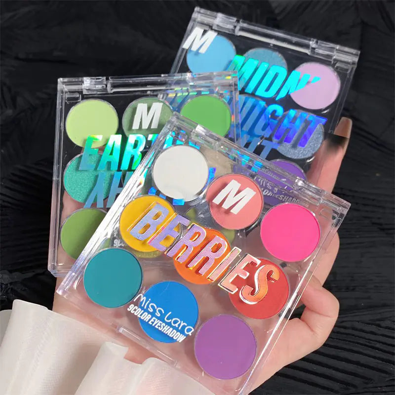9-Color Rainbow Shimmer Eyeshadow Palette for Stage Makeup