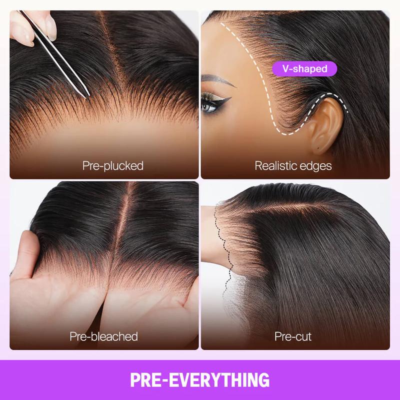 [HOT] Megalook 13x6 Glueless Lace Frontal Wig Pre-Everything Ear To Ear Natural Hairline HD Lace Skin Melted Silky Straight Human Hair Wigs With Drawstring