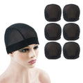 6 Pcs Mesh Cap Wig Caps for Making Wig Stretchy Wig Cap with Wide Elastic Band (Black Mesh Cap S)