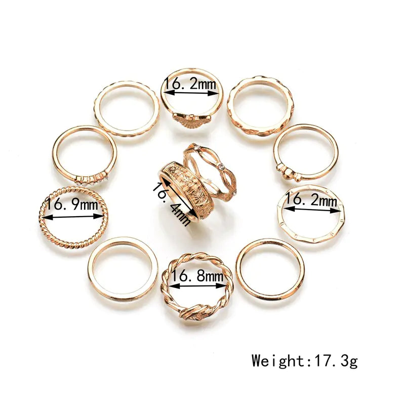 12-Piece Ring Set with Stacking and Midi Rings