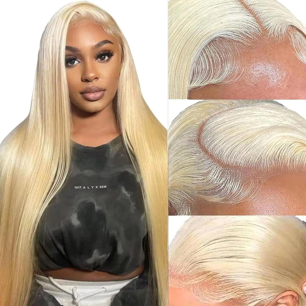 AHPAHP 613 13x6 Lace Front Wig Human Hair Straight Blonde Lace Front Wigs Human Hair 613 HD Lace Frontal Wig Blonde Wig Human Hair 200% Density 30inch