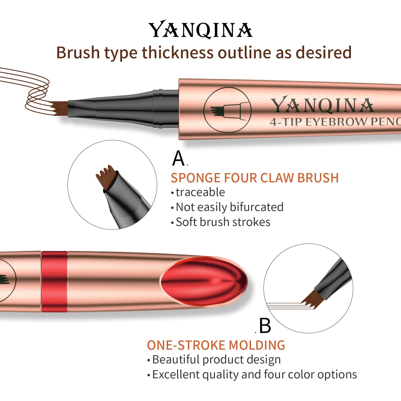 2023 Waterproof Four-Head Liquid Eyebrow Pencil