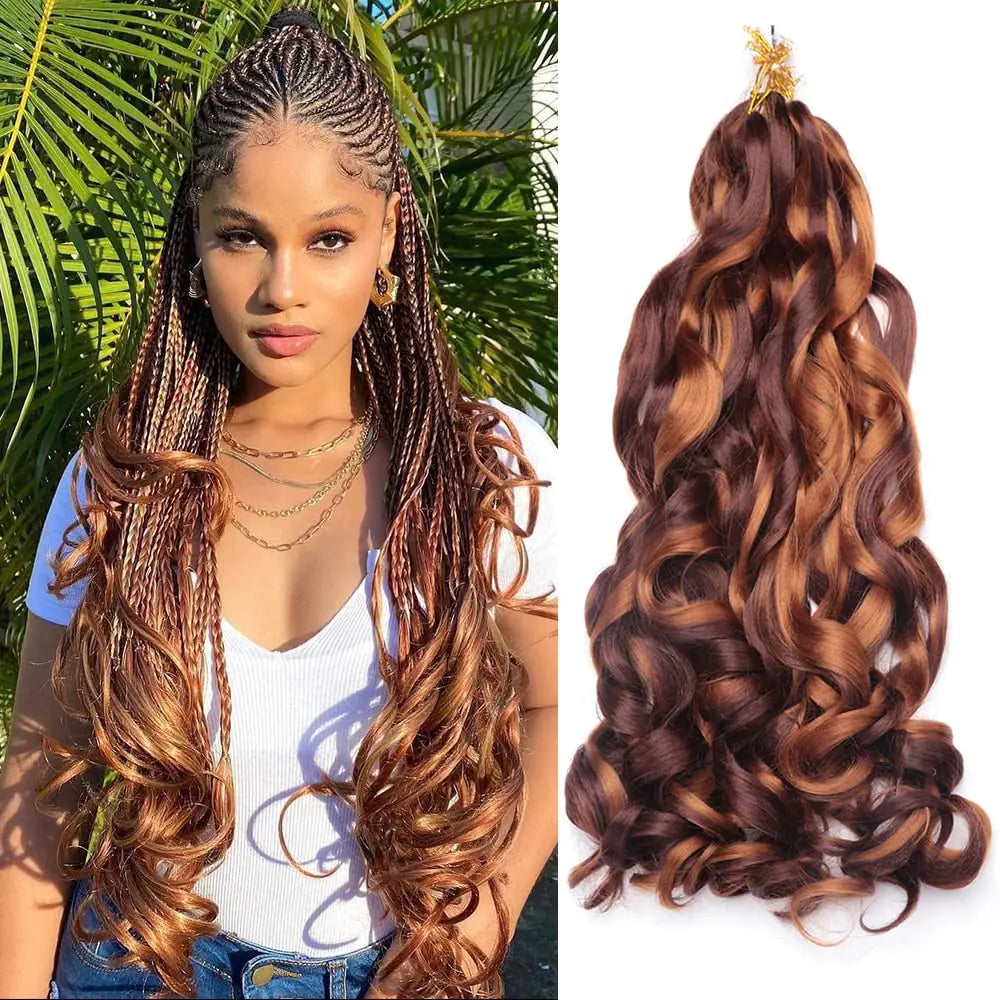 Amir Hair 8 packs French Curly Braiding Hair 16 Inch Loose Wave Braiding Hair Pre Stretched Synthetic Hair Extensions (3033#)