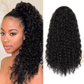 AISI BEAUTY Ponytail ExtensionCurly Drawstring Ponytail Extension for Black Women Synthetic Clip in Ponytail Extension Black Long Curly Wavy 20 Inch Fake Ponytail Hairpieces for Daily Use