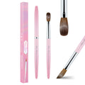Acrylic Nail Brush Size 12 100% Pure Kolinsky Nail Brush for Acrylic Application Professional Nail Extension Manicure Tool Nail Drawing Pen for DIY Home Salon(Pink)