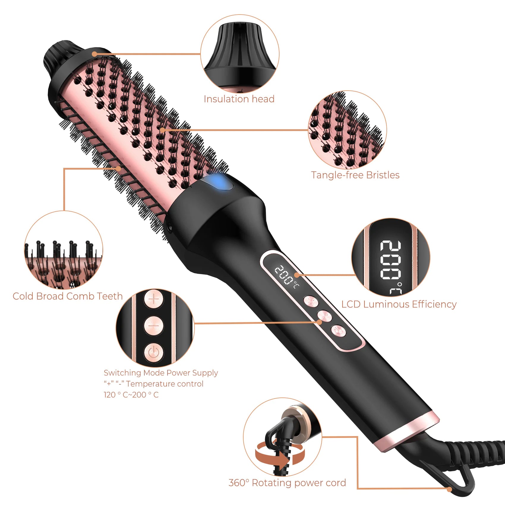 2-in-1 Ionic Hair Straightener & Curler Comb