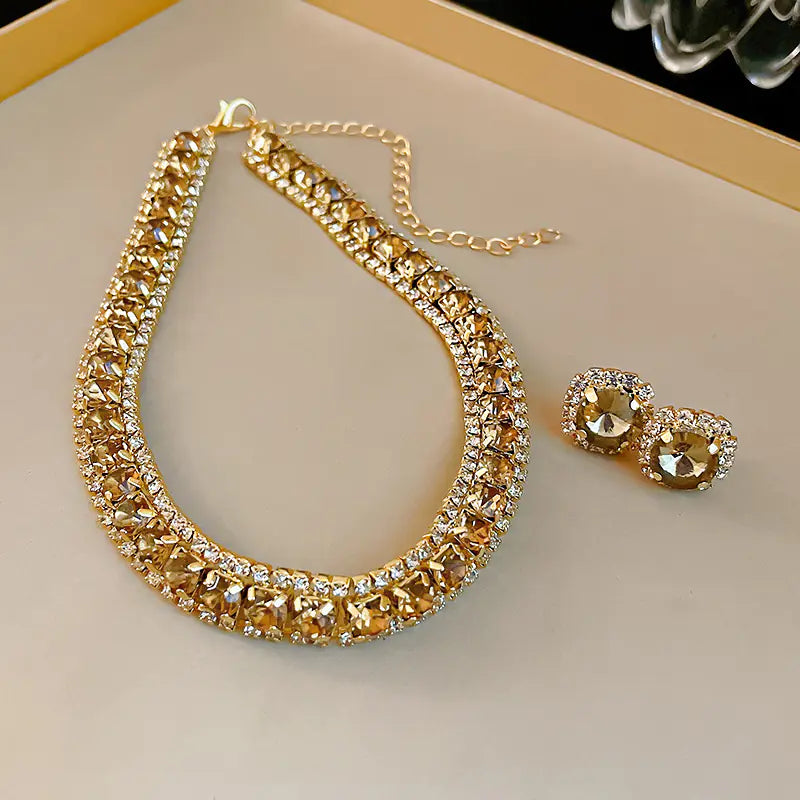 Natural Stone Necklace and Earring Set (One Set)