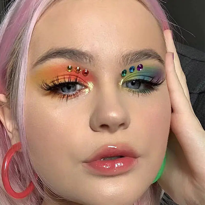 9-Color Rainbow Shimmer Eyeshadow Palette for Stage Makeup