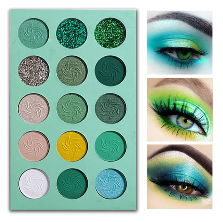 15 Seasons Green Glitter Eyeshadow Palette (Blue & Purple)
