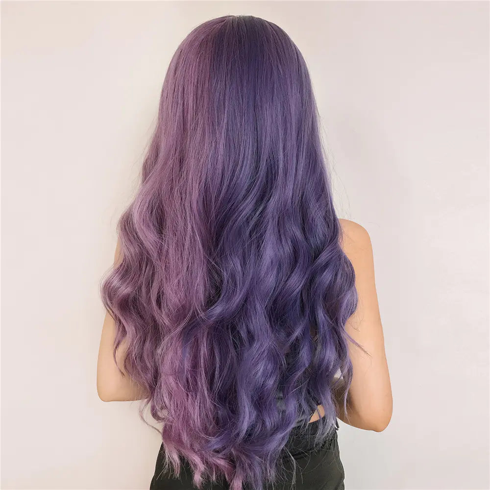 Purple Long Wavy Two-Tone Ombre Synthetic Wig for Women