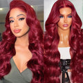 99J Burgundy Lace Front Wigs Human Hair 200 Density 22 Inch 13x4 Body Wave HD Lace Front Wigs Human Hair With Pre Plucked Glueless Red Wig Wine Red Lace Front Wigs