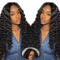 30 Inch Glueless Wigs Human Hair Pre Plucked Pre Cut 180 Density Water Wave HD Lace Front Wigs Human Hair Glueless Wear and Go 7X4 Wet and Wavy Curly Lace Closure Wigs Human Hair for Women