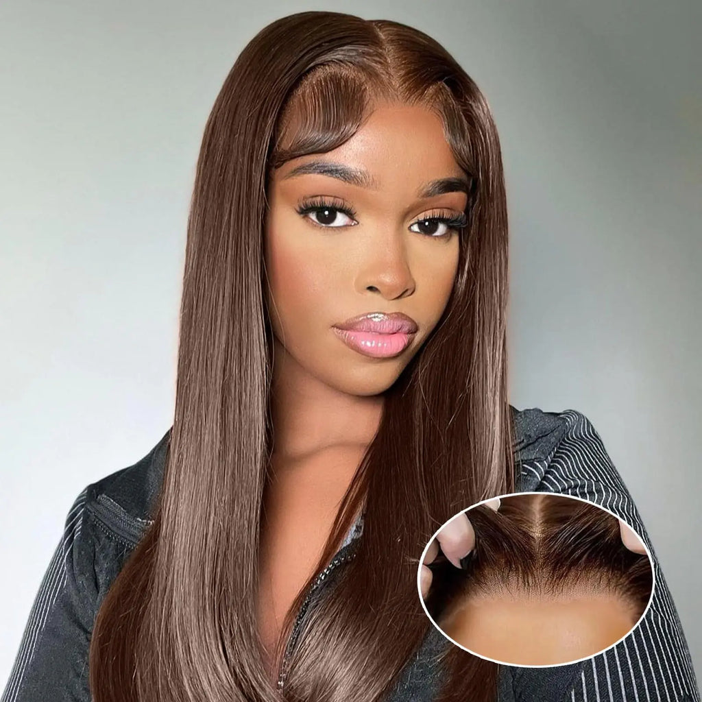 Ailwelia Chocolate Brown Glueless Bob Wigs Human Hair Pre Plucked Closure Bob Wigs Human Hair 5x5 Hd Lace Closure Wigs Human Hair Bob Wig For Black Women Wear And Go Glueless Bob Wig Human Hair 18inch