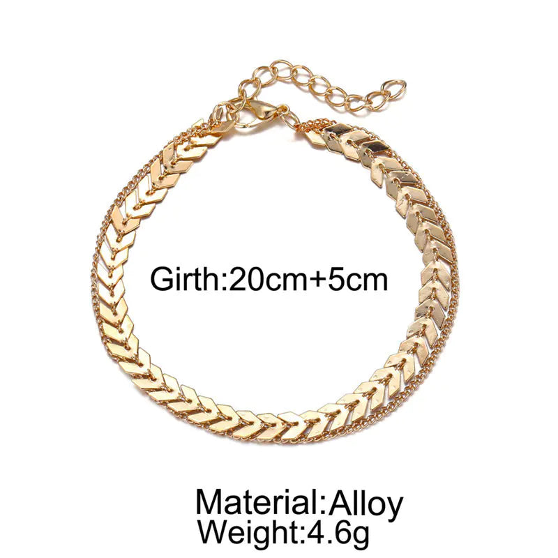 New Simple Fish Scale Ankle Bracelet Bohemian Layered