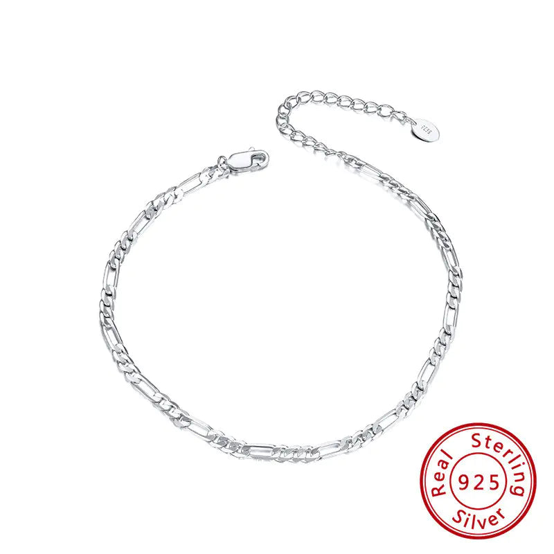 Sterling Silver Flower Chain Anklet