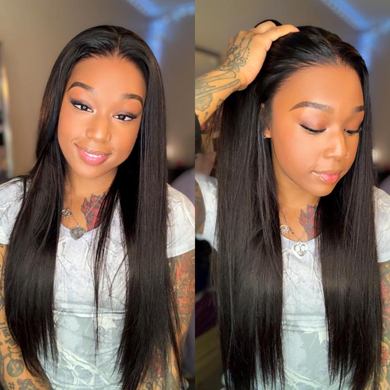 [HOT] Megalook 13x6 Glueless Lace Frontal Wig Pre-Everything Ear To Ear Natural Hairline HD Lace Skin Melted Silky Straight Human Hair Wigs With Drawstring