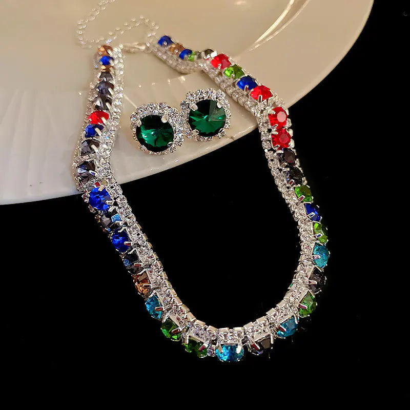 Natural Stone Necklace and Earring Set (One Set)