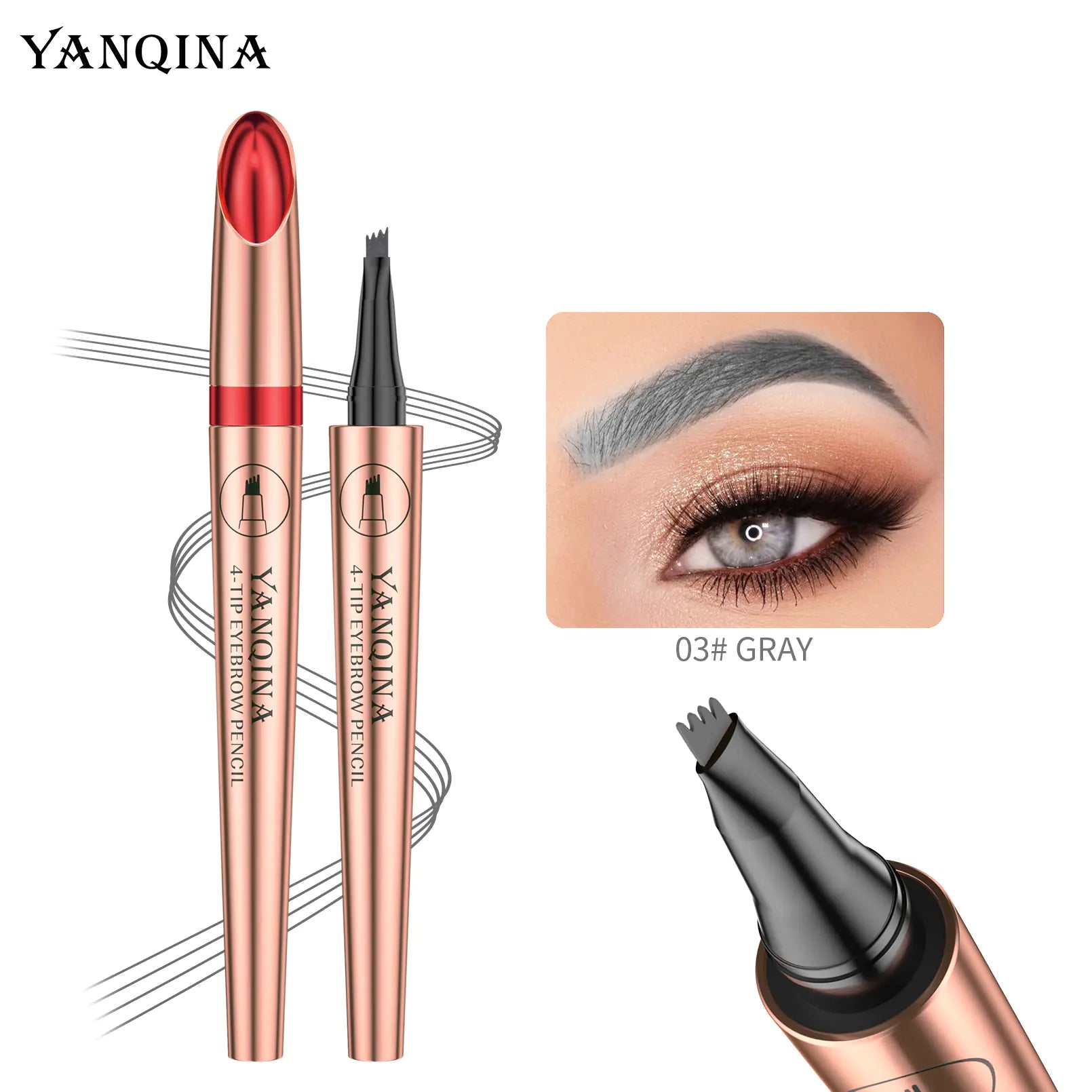 2023 Waterproof Four-Head Liquid Eyebrow Pencil