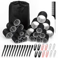 50 Pcs Rollers Hair Curlers Set with 24Pcs Self Grip Hair Rollers 4 Sizes and 24 Pcs Hair Clips for Blowout Look Long Medium Short Thick Hair Volume