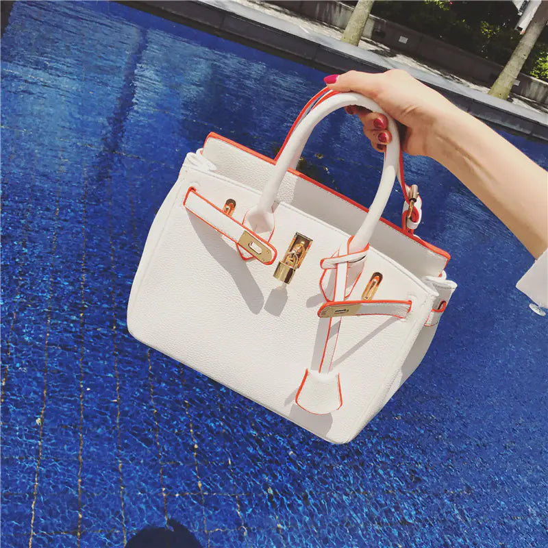 Color-Block Platinum Kelly Tote Bag