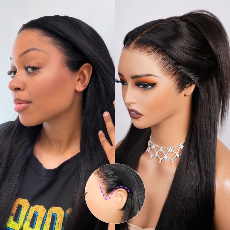 [HOT] Megalook 13x6 Glueless Lace Frontal Wig Pre-Everything Ear To Ear Natural Hairline HD Lace Skin Melted Silky Straight Human Hair Wigs With Drawstring