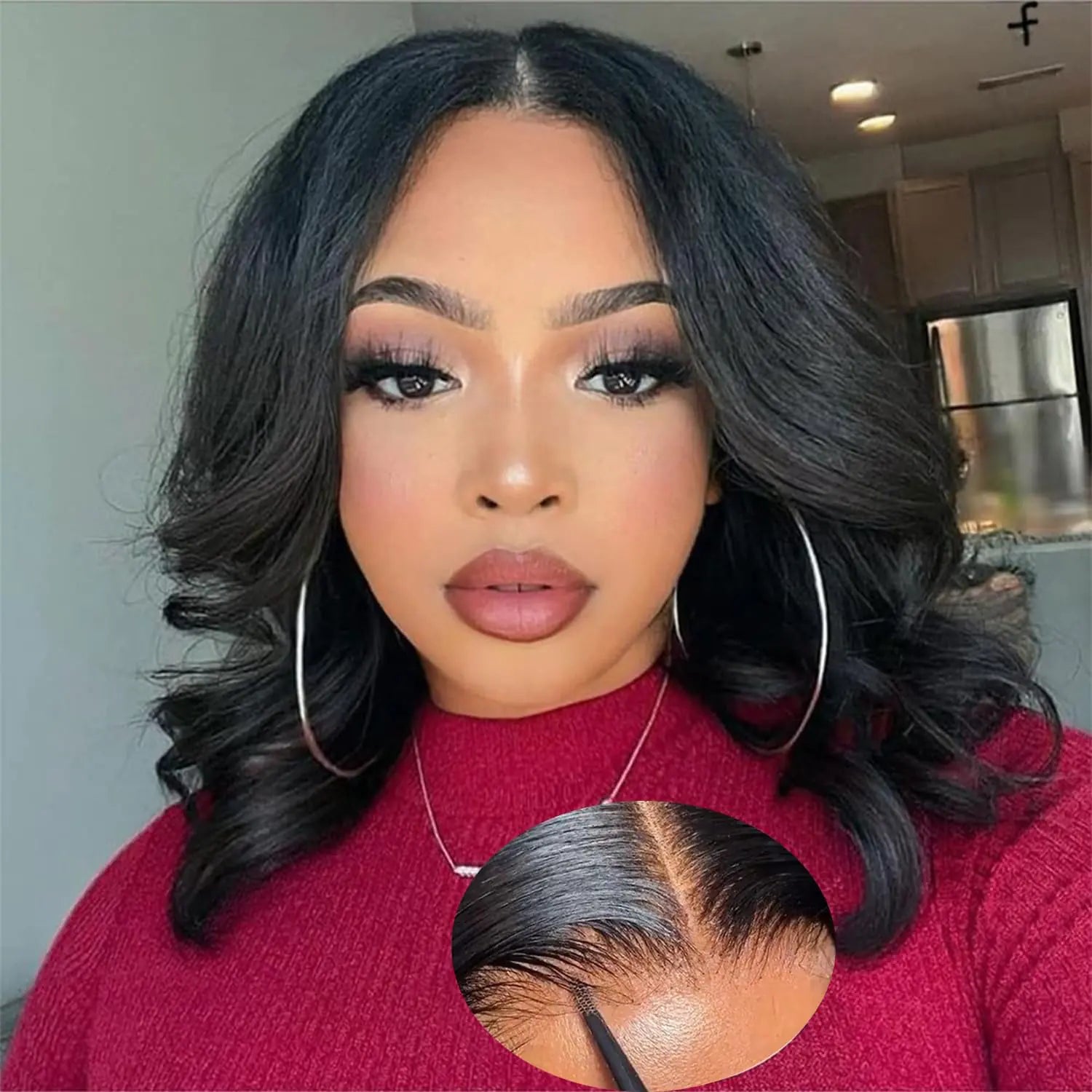 12 Inch Wear and Go Glueless Bob Wig Human Hair Pre Plucked 4X4 Body Wave Lace Front Wigs Human Hair Pre Cut Lace New Upgraded No Glue Wigs For Black Women