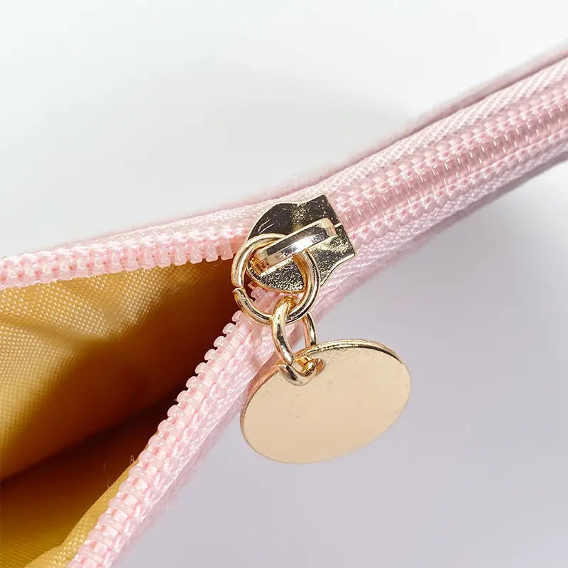 Pink Flannel Makeup Bag Set for Women, Large Capacity