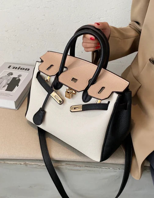 Color-Block Platinum Kelly Tote Bag