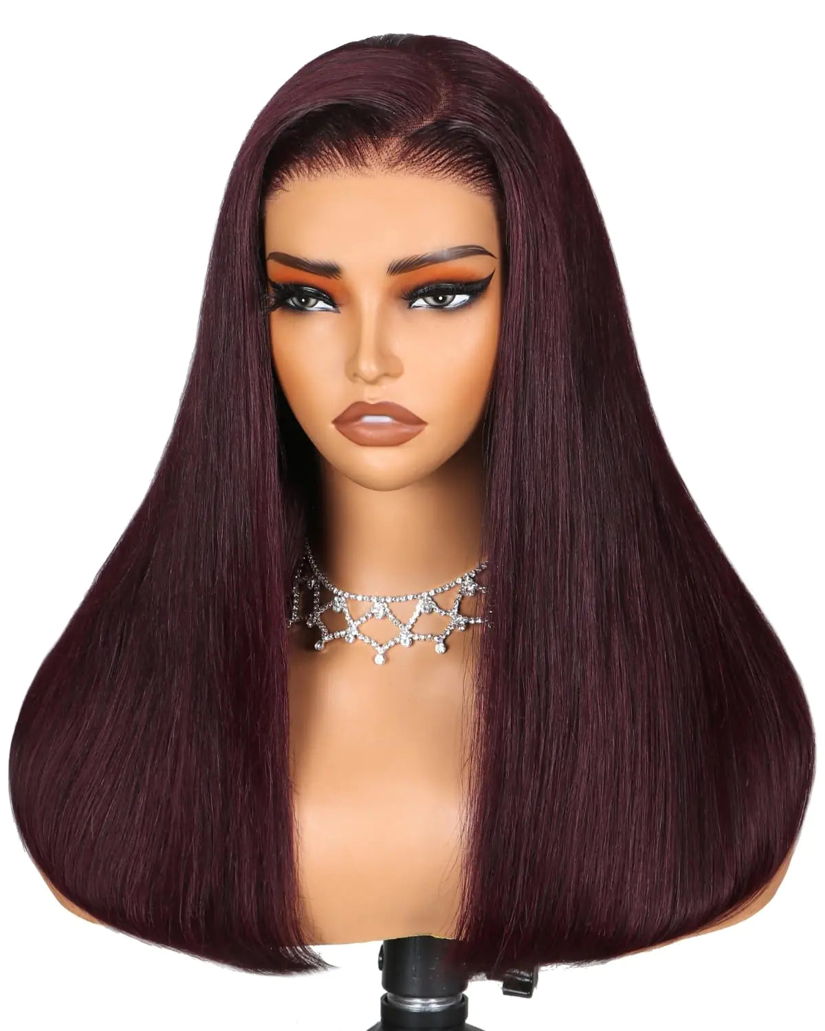Arabella 6x5 Ready to Go Glueless Wigs Human Hair Purplish 99J Burgundy Lace Front Wigs Real 230% Density Human Hair Pre Cut Lace Pre Plucked Bleached Knots Wig Human hair (18inch 6x5 Straight Wig)