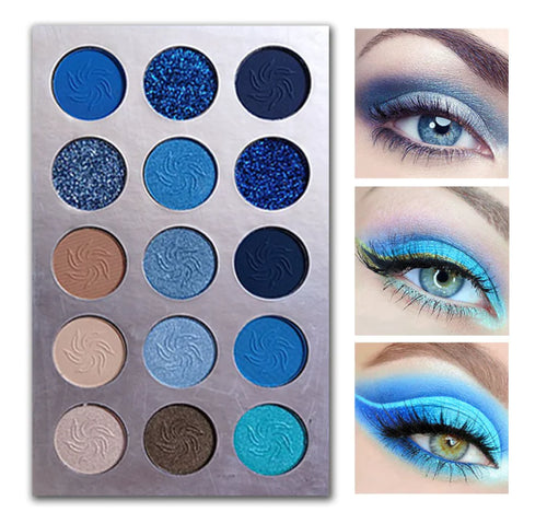 15 Seasons Green Glitter Eyeshadow Palette (Blue & Purple)