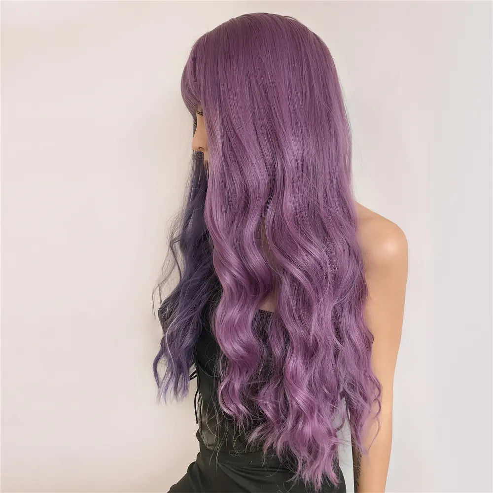 Purple Long Wavy Two-Tone Ombre Synthetic Wig for Women