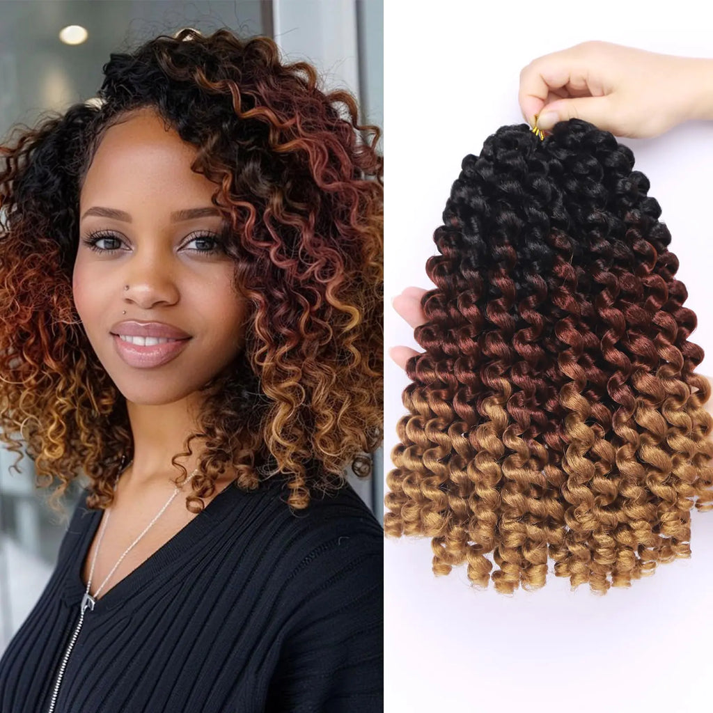 5 Packs short Jumpy Wand Curl Crochet Hair Jamaican Bounce Crochet Hair Curly Braiding Hair Curly Crochet Hair for Black Women 10Roots/Pack(5packs)… (1B/30/27 12inch(pack of 5))