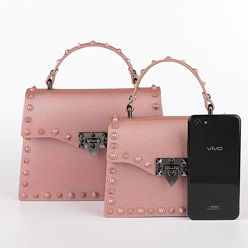 Matte Jelly Bag with Studs - Shoulder Crossbody Style