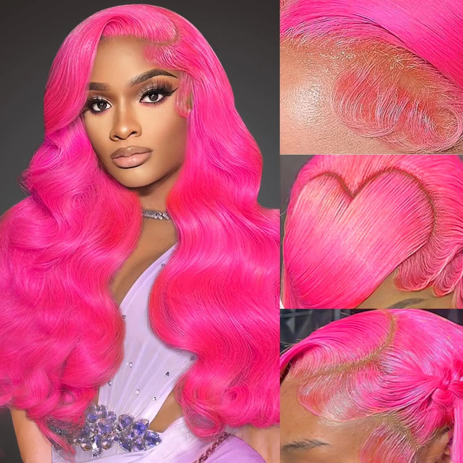 32 Inch Pink Lace Front Wig Human Hair Pink Body Wave Human Hair Wig 13x4 HD Lace Front Wigs Human Hair Pre Plucked Pink Human Hair Lace Front Wigs Colored 200 Density Pink Frontal Wigs Human Hair