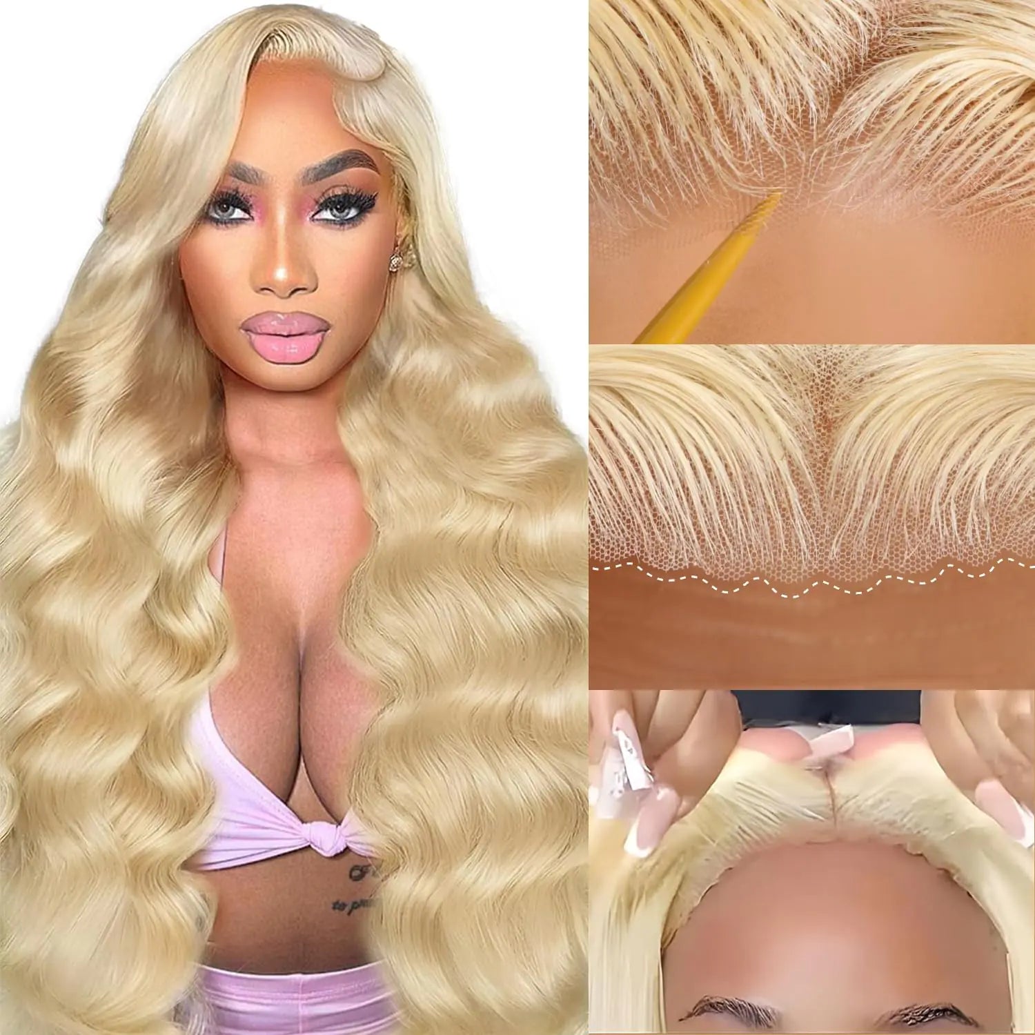 28 Inch Blonde Lace Front Wig Human Hair 200% Density Wear and Go Glueless Wigs Human Hair Pre Cut 7x5 Hd Blonde Glueless Body Wave Wigs Human Hair Pre Plucked 613 Lace Front Wigs Human Hair For Women