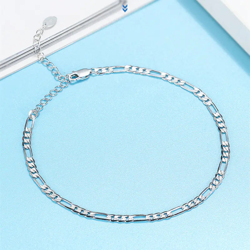 Sterling Silver Flower Chain Anklet