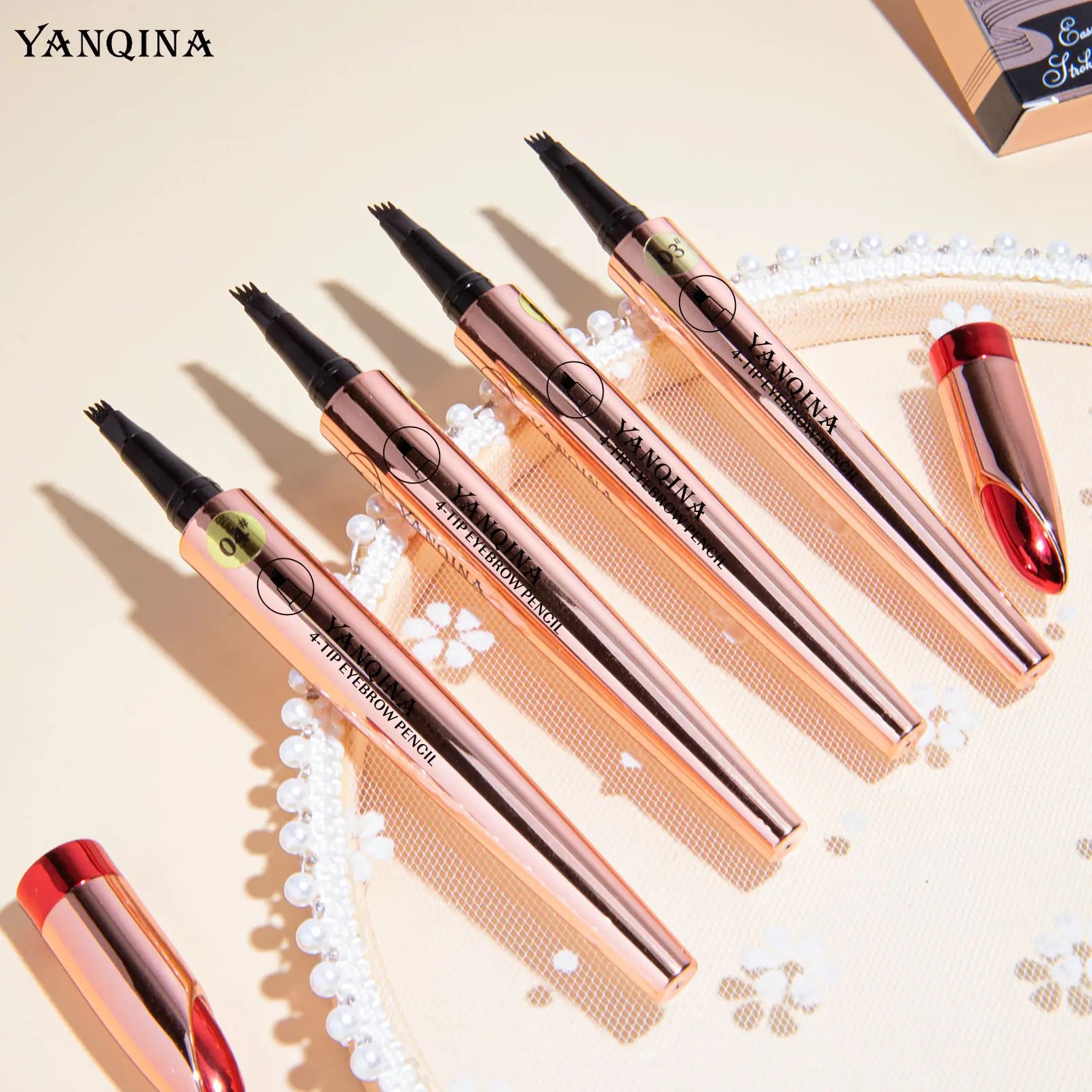 2023 Waterproof Four-Head Liquid Eyebrow Pencil