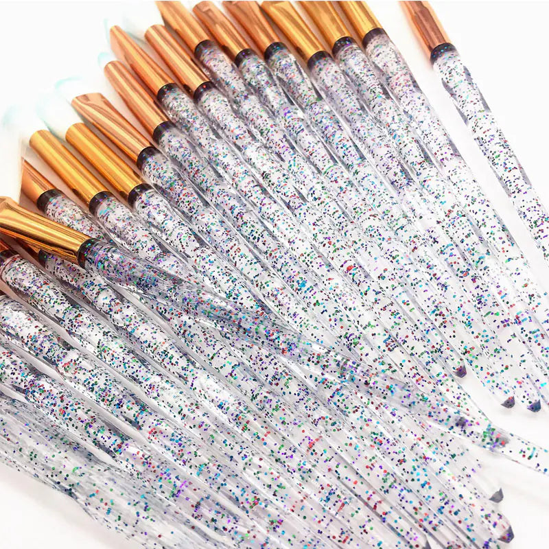 20-Piece Diamond Makeup Brush Set with Unicorn Theme