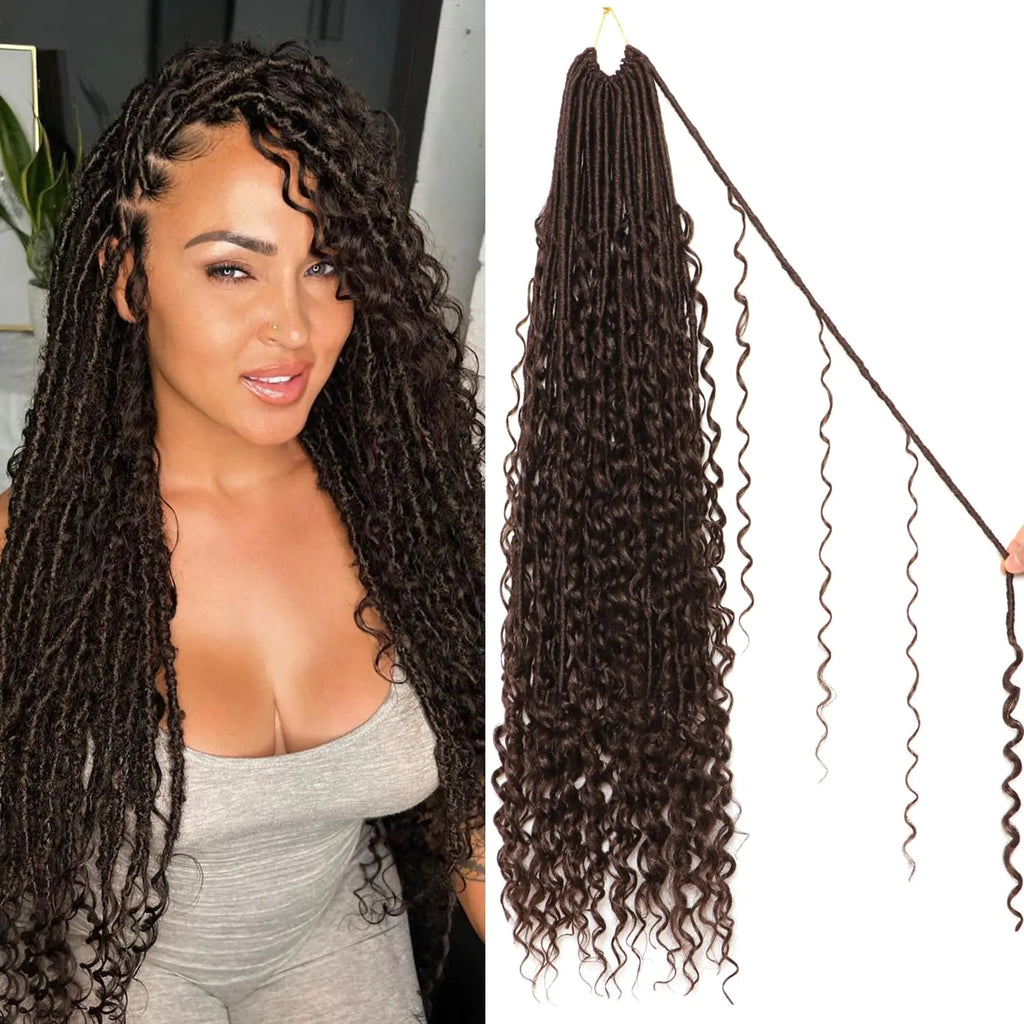 8 Packs Goddess Faux Locs Crochet Hair-30 Inch Boho Soft Locs Crochet Hair for Black Women (#4 30 Inch(Pack of 8))