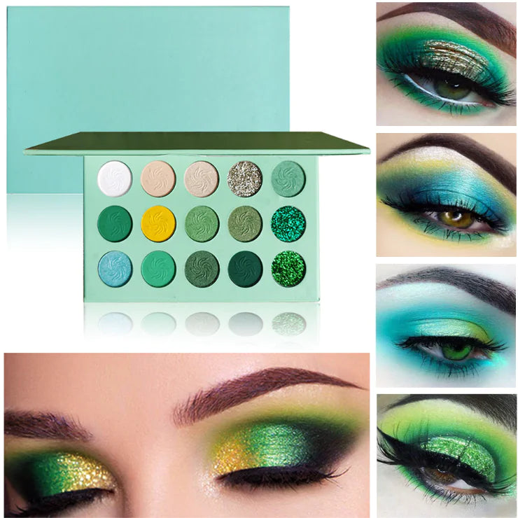 15 Seasons Green Glitter Eyeshadow Palette (Blue & Purple)