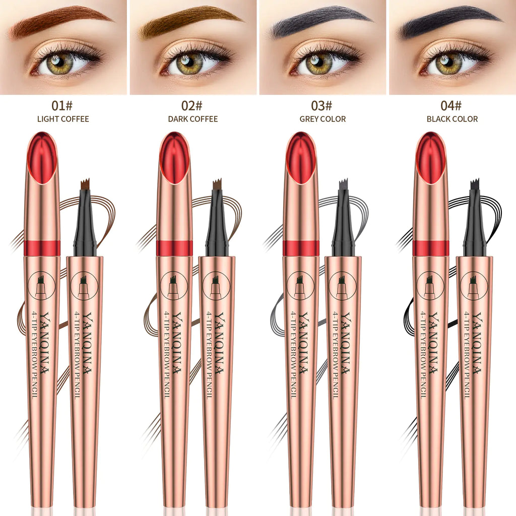 2023 Waterproof Four-Head Liquid Eyebrow Pencil